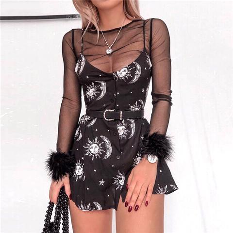 Black Sun & Moon Strap Dress