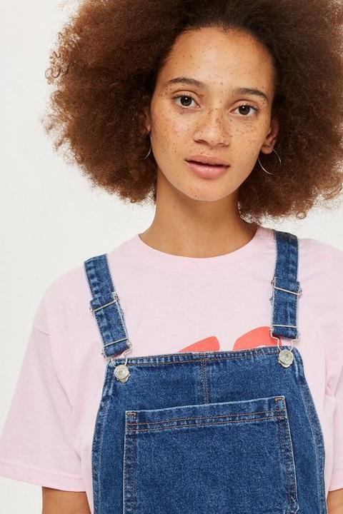 Womens Bib Denim Pinafore Dress - Mid Stone, Mid Stone