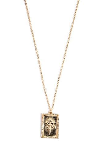 Forever 21 Rose Pendant Necklace , Gold