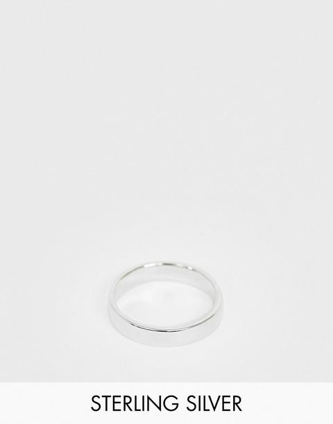 Asos Design Sterling Silver Band Ring In Silver