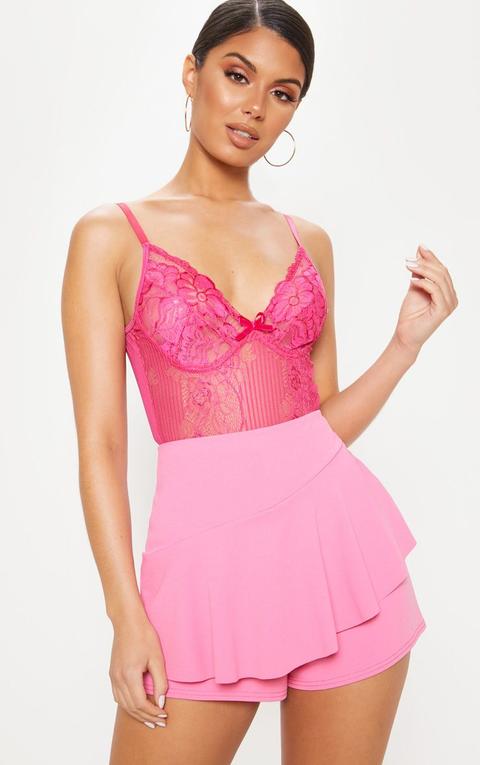 Candy Pink Frill Front Skort
