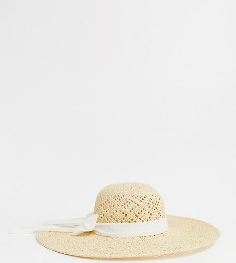 Esclusiva South Beach - Cappello Di Paglia Naturale Traforato Con Fiocco - Beige