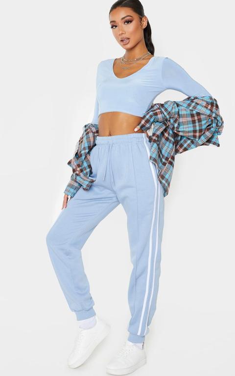 Blue Double Side Stripe Joggers