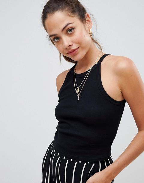 Camiseta Sin Mangas Negra Con Cuello Subido De Miss Selfridge