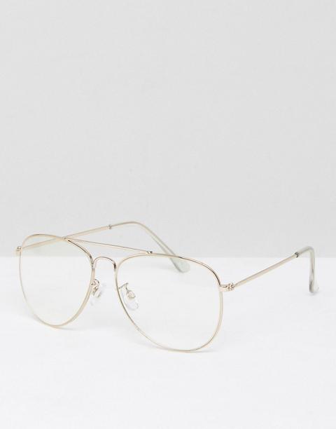 Aldo Fradolia Clear Lens Aviator Glasses - Gold