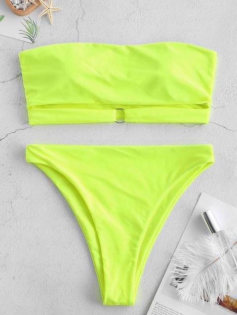 Bikini Con Cinturino A Fascia Con Anello Zaful Lava Red Tea Green