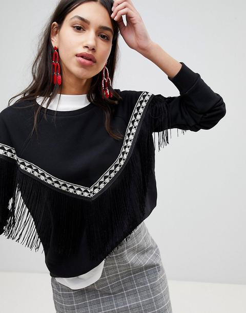 Sudadera Con Detalle De Flecos De River Island