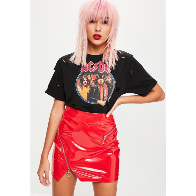 Red pvc hot sale skirt missguided