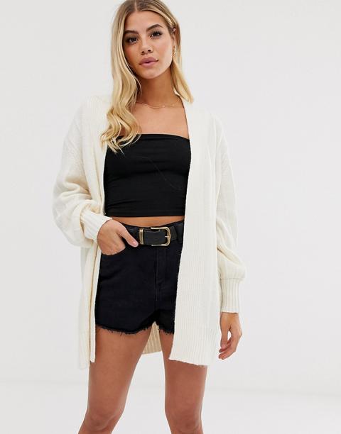 Asos Design Coatigan In Fluffy Yarn-cream