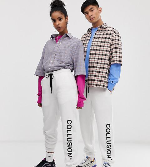 Collusion Unisex Logo Joggers In Off 