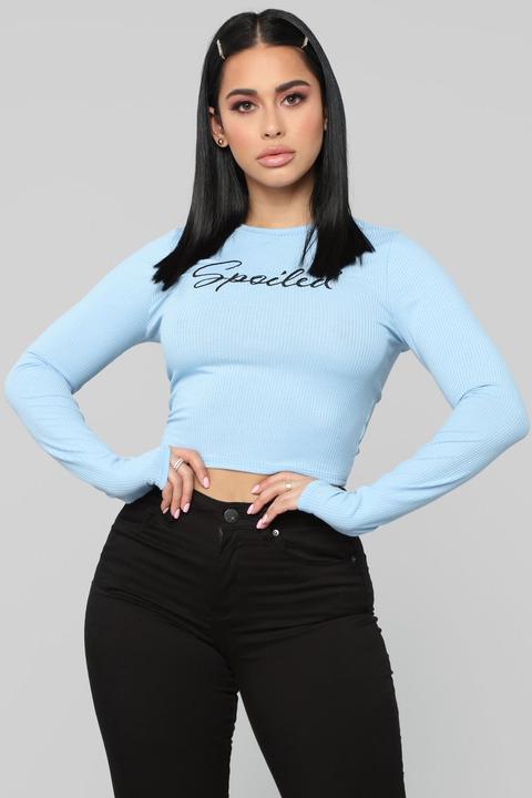 Spoiled Long Sleeve Top - Blue