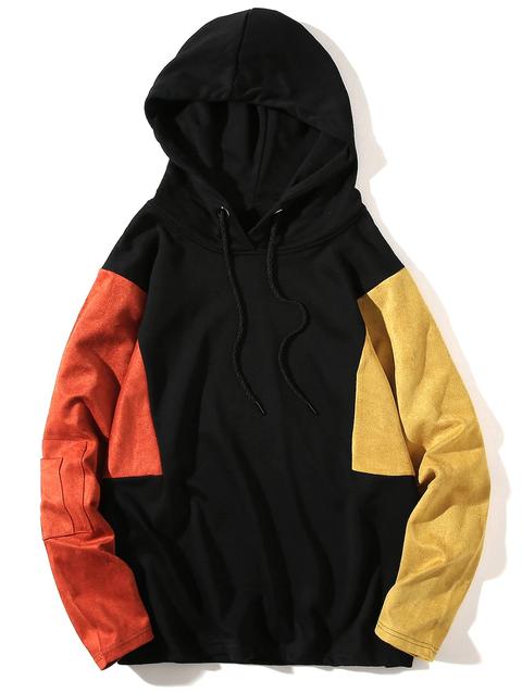 Felpa Con Cappuccio Pullover A Blocchi Di Colori Con Spalla A Goccia