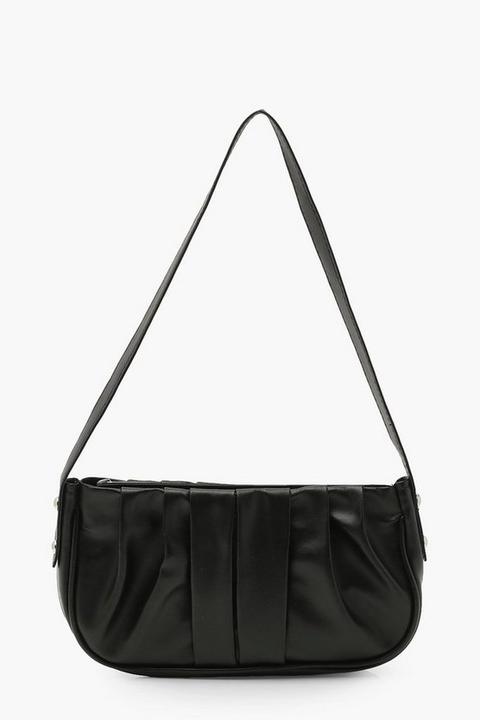 Womens Ruched Pu Under Arm Bag - Black - One Size, Black