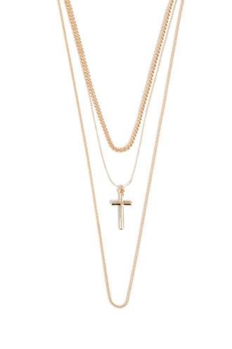 Forever 21 Cross Layered Necklace , Gold