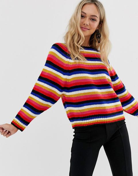 Wild Flower Jumper In Rainbow Stripe-multi