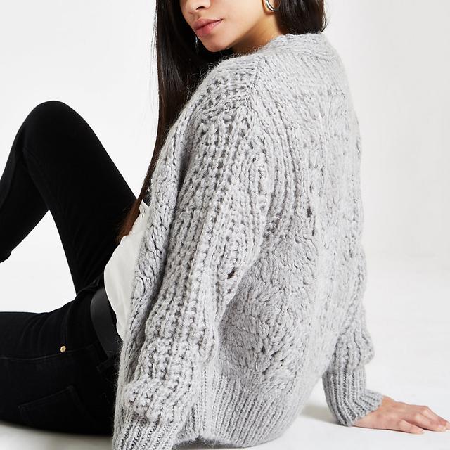 grey wooly cardigan