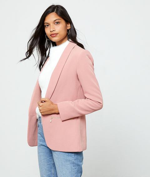 Veste De Tailleur À Poches Zippées - Blush - 36 - Rose - Femme - Etam