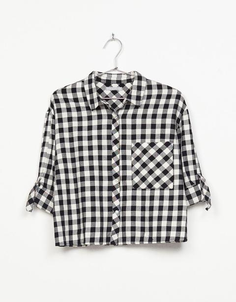 Camicia A Quadri Cropped