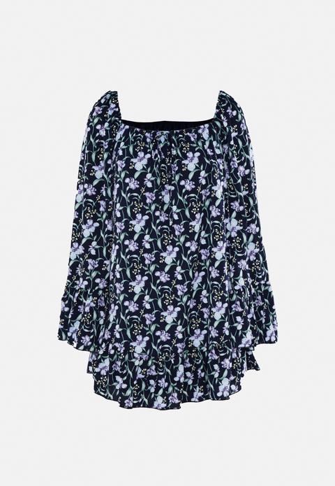 Robe À Smocks Flottante Lilas À Fleurs