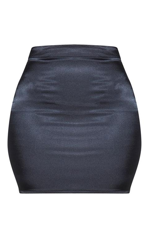 Black satin high outlet waist mini skirt