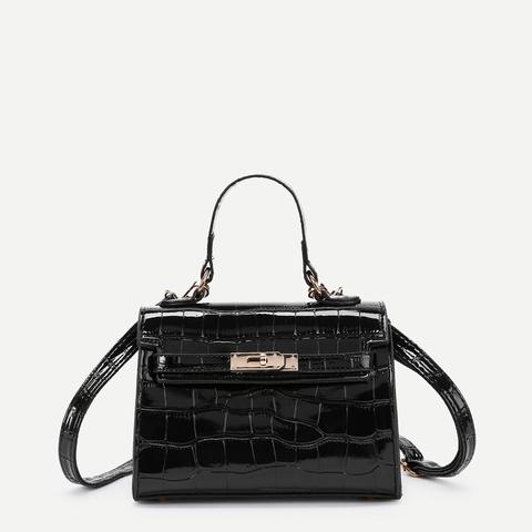 Crocodile Print Pu Shoulder Bag