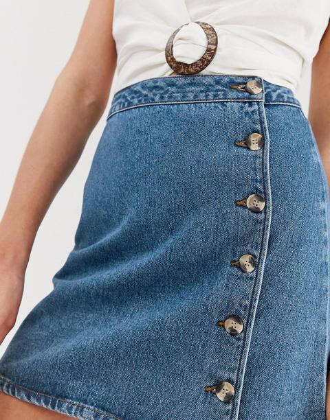 Asos Design Tall Denim - Gonna Di Jeans A Portafoglio Con Bottoni Blu  Lavaggio Medio - Blu from ASOS on 21 Buttons