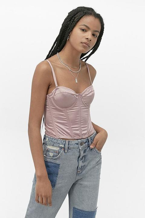 Uo Ayla Bustier Cropped Lilac Top - Purple M At Urban Outfitters