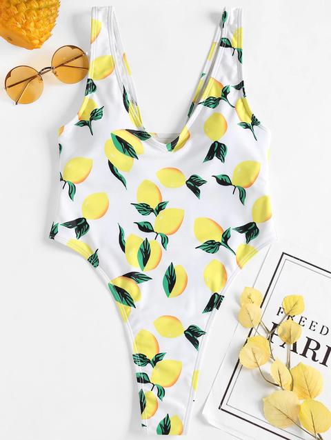 Costume Da Bagno Perizoma Con Stampa Di Limone White