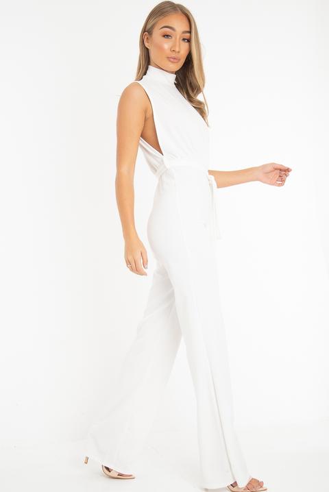 white jumpsuit high neck