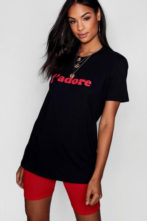 Tall J'adore Slogan T-shirt