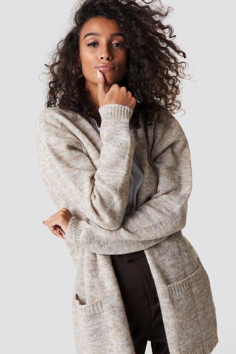 Wool Blend Cardigan Beige