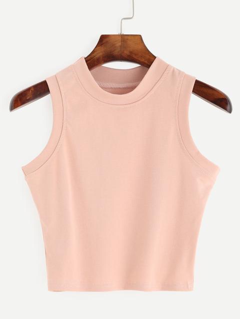 Pink Round Neck Tank Top