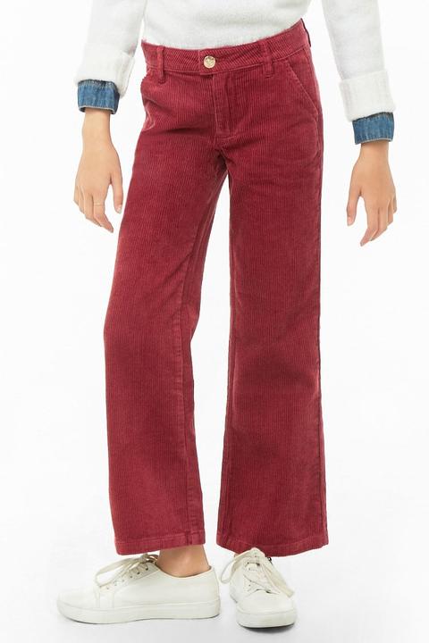 Forever 21 Girls Corduroy Flare Pants (kids) , Raspberry Cool from