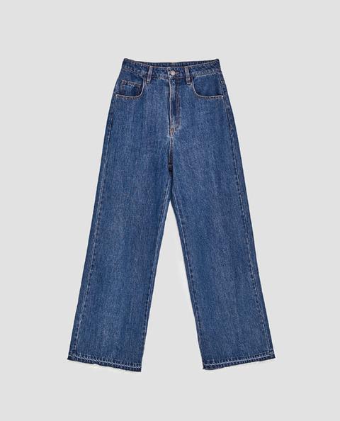 Pantalón Denim Pata Ancha Tiro Alto