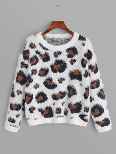 Maglione Soffice Con Motivo Leopardo