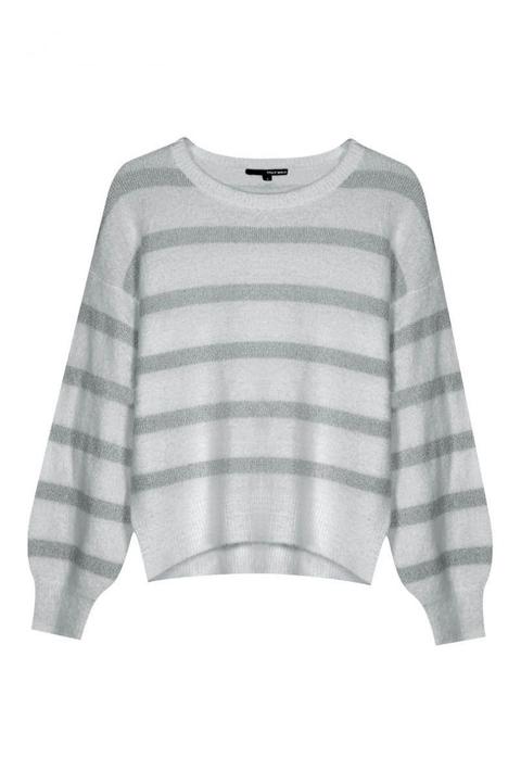 Pullover Grigio A Righe