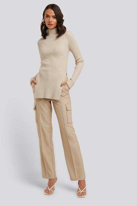 Na-kd Trend Straight Fit Pocket Suit Pants - Beige