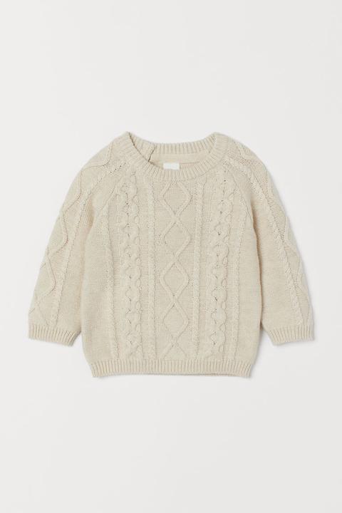 H & M - Pullover In Maglia A Trecce - Beige