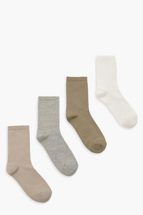 Womens Khaki Tonal 4 Pack Tennis Sports Socks - Green - One Size, Green