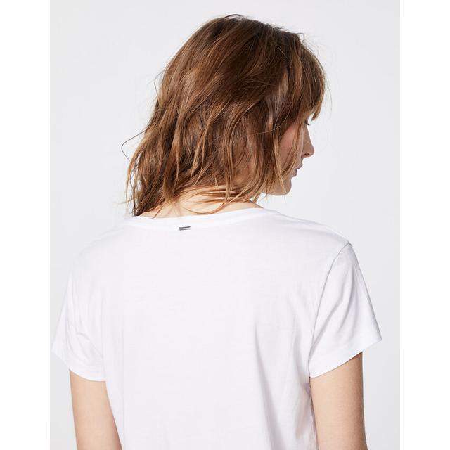 Tee-shirt Blanc En Coton Modal Visuel 