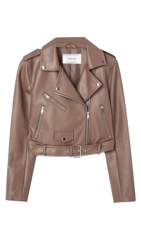 Faux Leather Biker Jacket With Belt