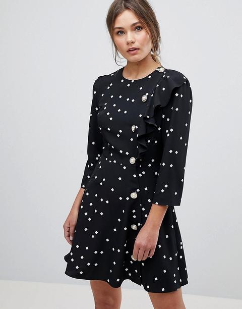 Minivestido De Tarde Con Botones Y Lunares Cuadrados Estilo Años 40 Ultimate De Asos