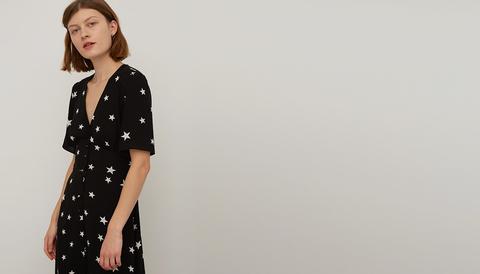 Black And White Star Alexa Midi Tea Dress