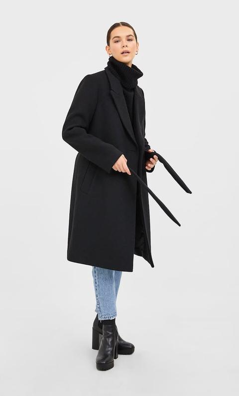 stradivarius manteau noir femme