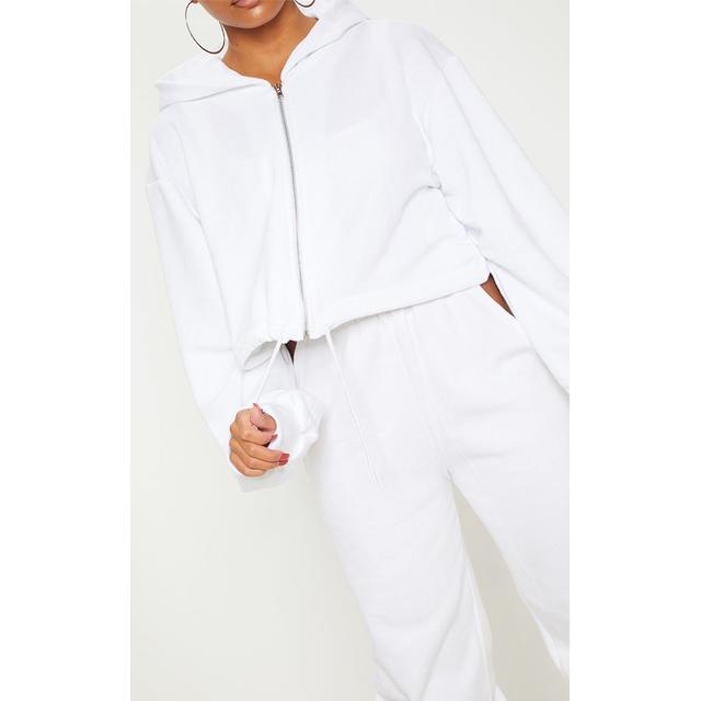 white zip front hoodie