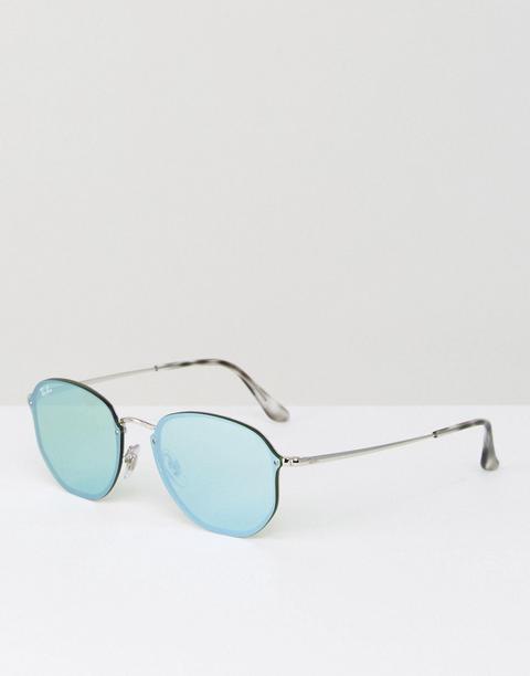 Ray-ban - 0rb3579n - Occhiali Da Sole Rotondi Con Lenti A Specchio - Argento