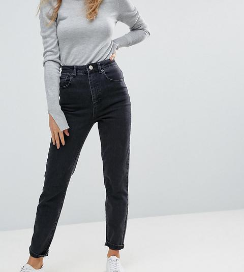 Asos Design - Farleigh - Mom Jeans Slim A Vita Alta Nero Délavé - Nero