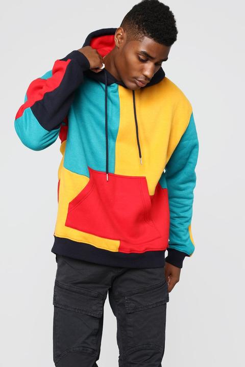 multi color block hoodie