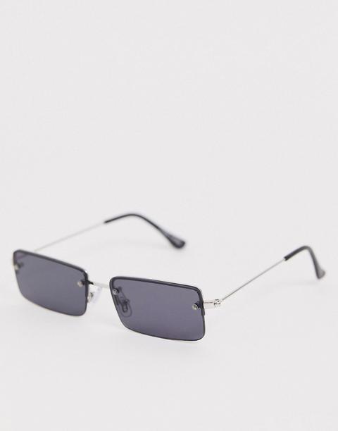 Monki Rectangle Sunglasses In Black