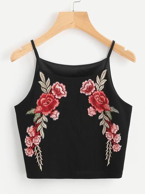 Rose Patch Crop Cami Top